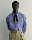 Stripe flower letter pocket shirt