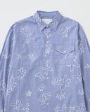 Stripe flower letter pocket shirt
