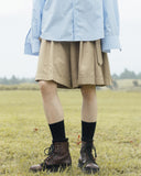 Side pleated half pants